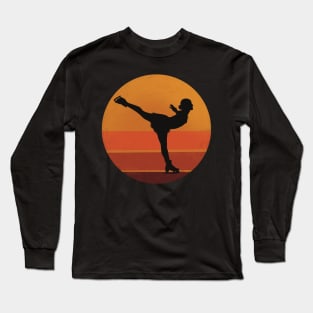 Ice Skater Gracefully Gliding over the Sunset Long Sleeve T-Shirt